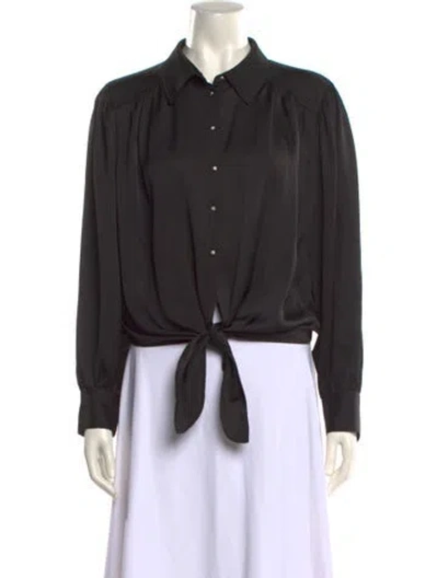 Pre-owned Ba&sh Long Sleeve Button-up Top In Black