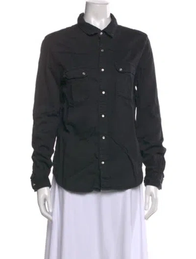 Pre-owned Ba&sh Long Sleeve Button-up Top In Black