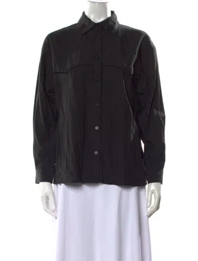 Pre-owned Ba&sh Long Sleeve Button-up Top In Black