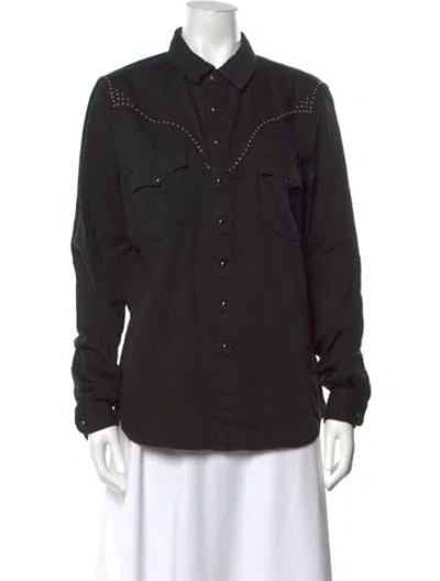 Pre-owned Ba&sh Long Sleeve Button-up Top In Black