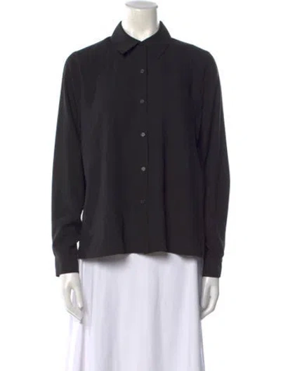 Pre-owned Ba&sh Long Sleeve Button-up Top In Blue