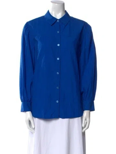 Pre-owned Ba&sh Long Sleeve Button-up Top In Blue