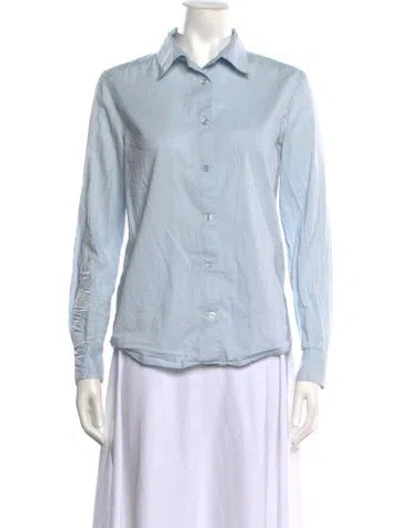 Pre-owned Ba&sh Long Sleeve Button-up Top In Blue