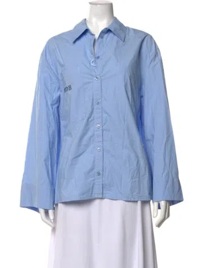 Pre-owned Ba&sh Long Sleeve Button-up Top In Blue