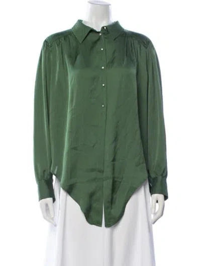 Pre-owned Ba&sh Long Sleeve Button-up Top In Green