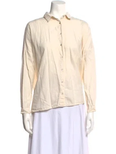 Pre-owned Ba&sh Long Sleeve Button-up Top In Neutral