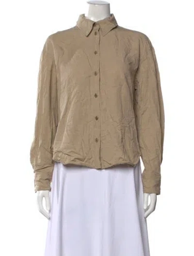 Pre-owned Ba&sh Long Sleeve Button-up Top In Neutrals