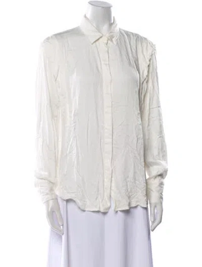 Pre-owned Ba&sh Long Sleeve Button-up Top In White