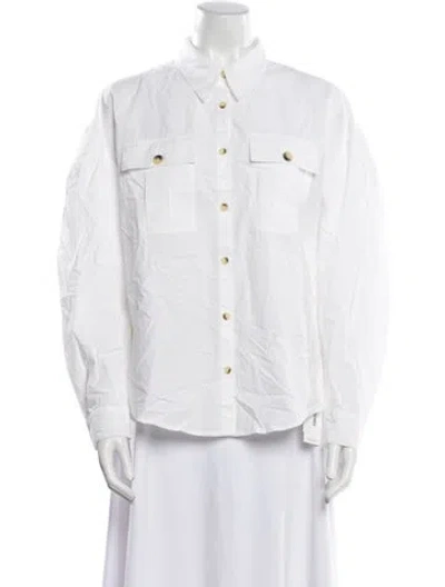 Pre-owned Ba&sh Long Sleeve Button-up Top In White