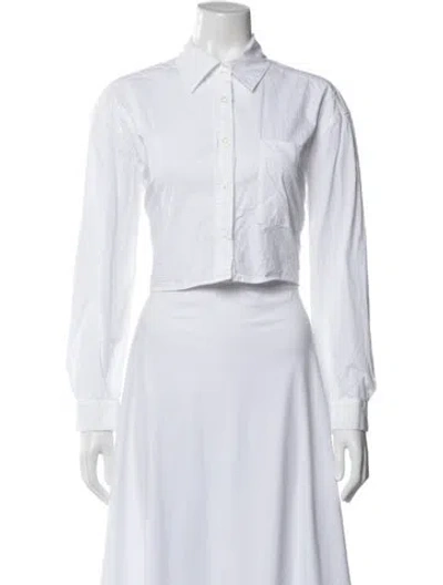 Pre-owned Ba&sh Long Sleeve Button-up Top In White