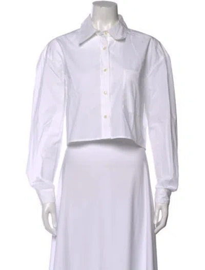 Pre-owned Ba&sh Long Sleeve Button-up Top In White