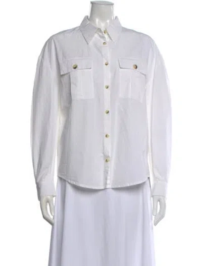 Pre-owned Ba&sh Long Sleeve Button-up Top In White