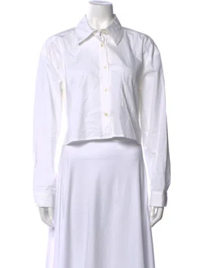 Pre-owned Ba&sh Long Sleeve Button-up Top In White