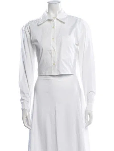 Pre-owned Ba&sh Long Sleeve Button-up Top In White