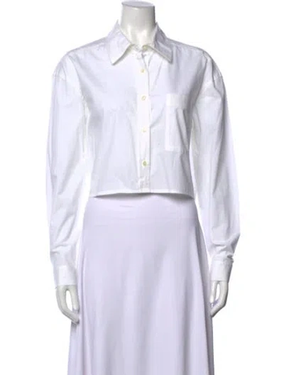 Pre-owned Ba&sh Long Sleeve Button-up Top In White