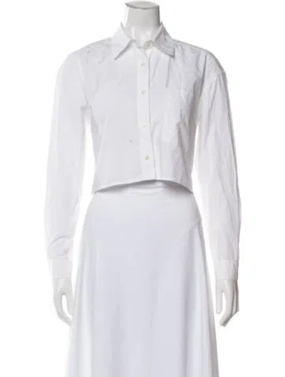Pre-owned Ba&sh Long Sleeve Button-up Top In White