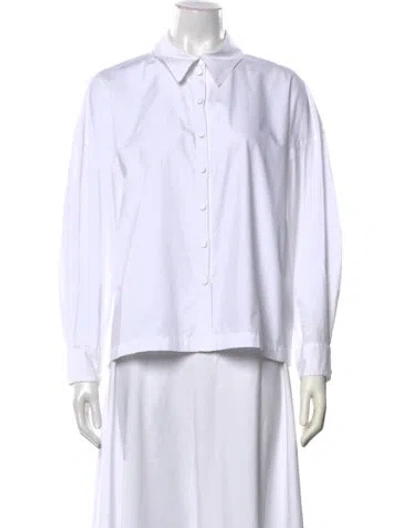 Pre-owned Ba&sh Long Sleeve Button-up Top In White