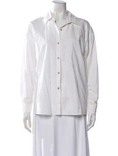 Pre-owned Ba&sh Long Sleeve Button-up Top In White