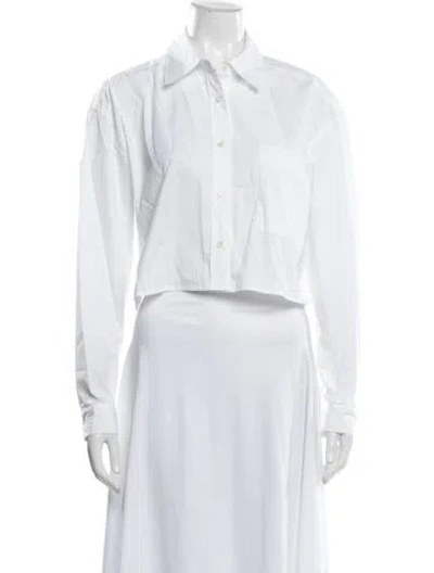 Pre-owned Ba&sh Long Sleeve Button-up Top In White