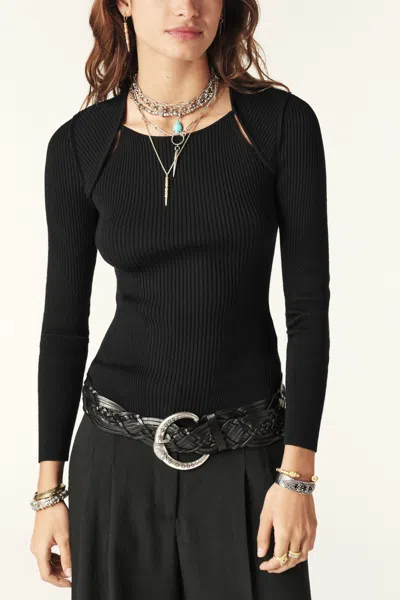 Ba&sh Long Sleeve  Collar Sweater Pietra For Women In Black
