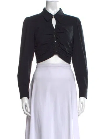 Pre-owned Ba&sh Long Sleeve Crop Top In Black