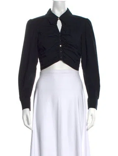 Pre-owned Ba&sh Long Sleeve Crop Top In Black