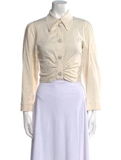 Pre-owned Ba&sh Long Sleeve Crop Top In Neutral