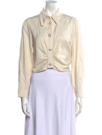 Pre-owned Ba&sh Long Sleeve Crop Top In Neutral