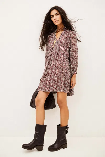 Ba&sh Long Sleeve Funnel Neck Collar Shirt Dune For Women In Red