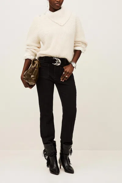 Ba&sh Long Sleeve Funnel Neck Collar Sweater Roumane For Women In White