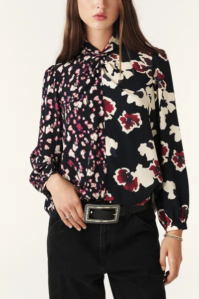 Ba&sh Long Sleeve Funnel Neck Collar Top Milena For Women In Multi