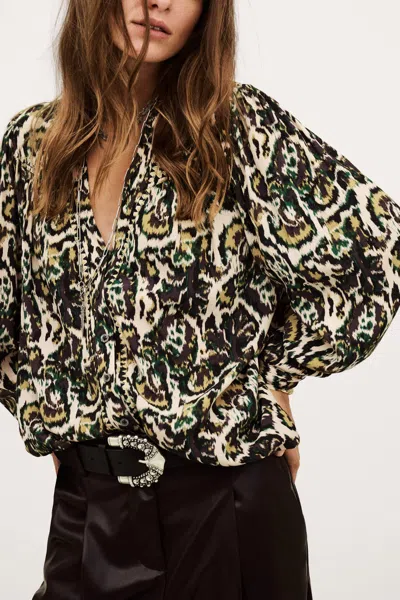 Ba&sh Long Sleeve Funnel Neck Collar Top Onada For Women In Multi