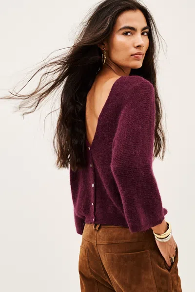 Ba&sh Long Sleeve Round Collar Cardigan Isaac For Women In Red