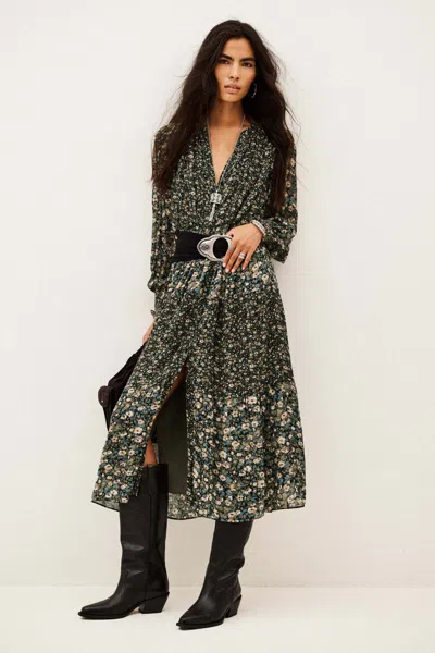 Ba&sh Long Sleeve Round Collar Dress Kacy For Women In Green