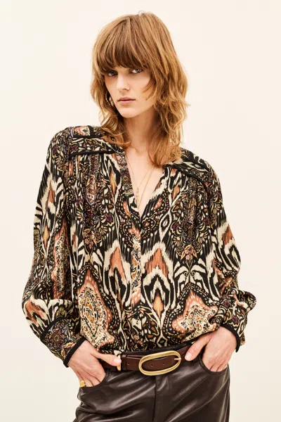 Ba&sh Long Sleeve Round Collar Shirt Zolie For Women In Black