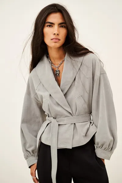 Ba&sh Long Sleeve Tailored Collar Jacket Manon For Women In Gray