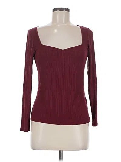 Pre-owned Ba&sh Long Sleeve Top Burgundy Sweetheart Neckline Tops