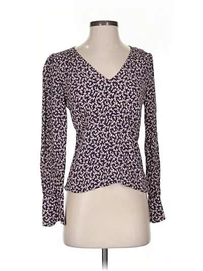 Pre-owned Ba&sh Long Sleeve Top Purple Sweetheart Neckline Tops