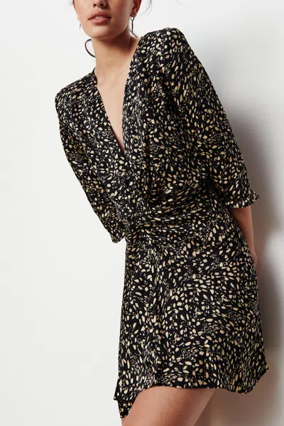 Ba&sh Long Sleeve V-neck Collar Dress Erika For Women In Black