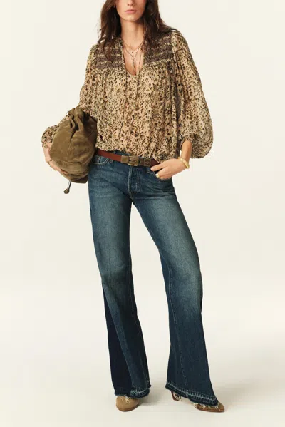 Ba&sh Long Sleeve V-neck Collar Top Capucine For Women In Brown