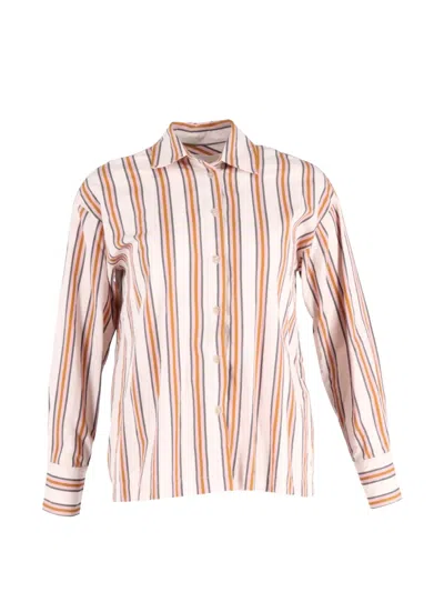 Pre-owned Ba&sh Long-sleeved Striped Shirt In White