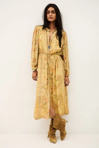 Ba&sh Long Sleeves Detail Collar Dress Ciahara For Women In Yellow