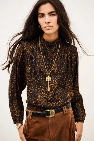 Ba&sh Long Sleeves Funnel Neck Collar Blouse Hope For Women In Black