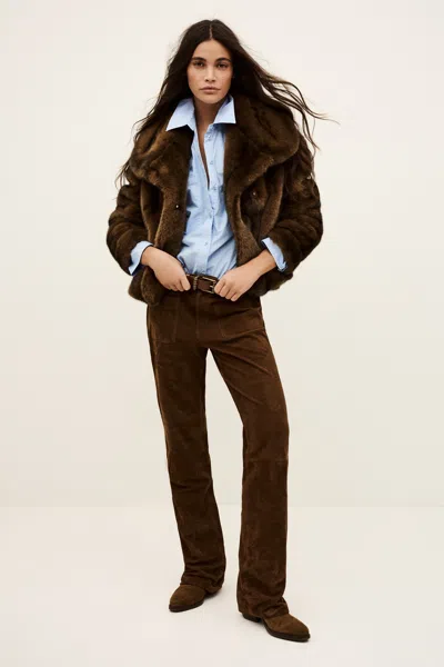 Ba&sh Long Sleeves Funnel Neck Collar Coat Foxy For Women In Brown