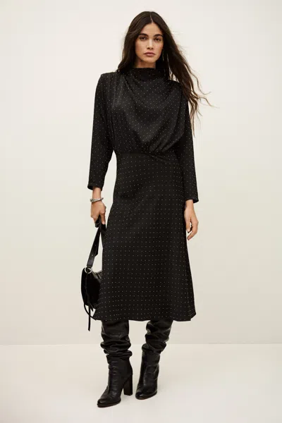 Ba&sh Long Sleeves Funnel Neck Collar Dress Dellia For Women In Black