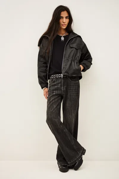 Ba&sh Long Sleeves Funnel Neck Collar Jacket Indra For Women In Black