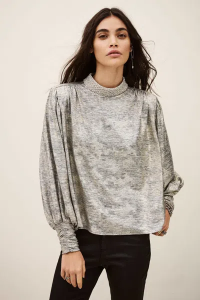 Ba&sh Long Sleeves Funnel Neck Collar Top Tully For Women In Gray