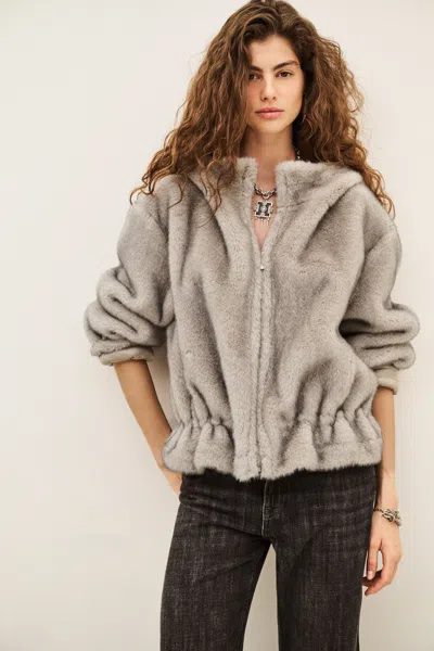 Ba&sh Long Sleeves Hooded Collar Coat Pandy For Women In Gray