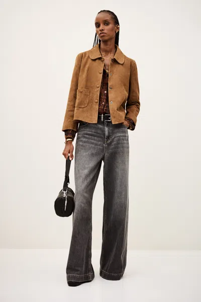 Ba&sh Long Sleeves Peter Pan Collar Jacket Milas For Women In Brown