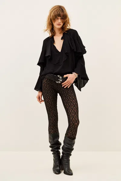 Ba&sh Long Sleeves Round Collar Blouse Betty For Women In Black